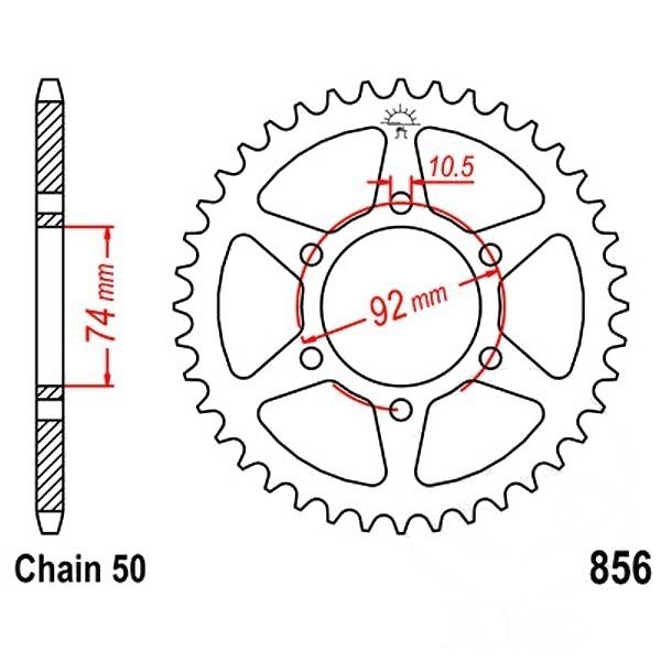 Kettenrad Stahl Teilung 530, Zähne 45