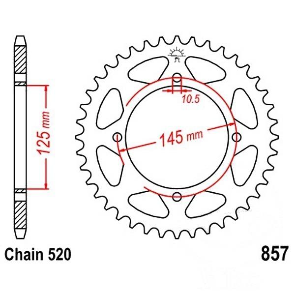 Kettenrad Stahl Teilung 520, Zähne 40