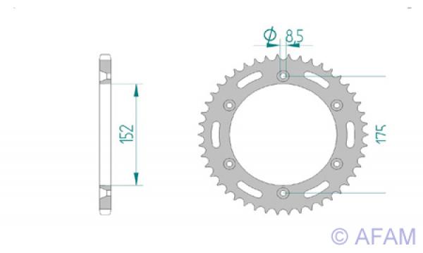 Kettenrad Stahl Teilung 520, Zähne 49