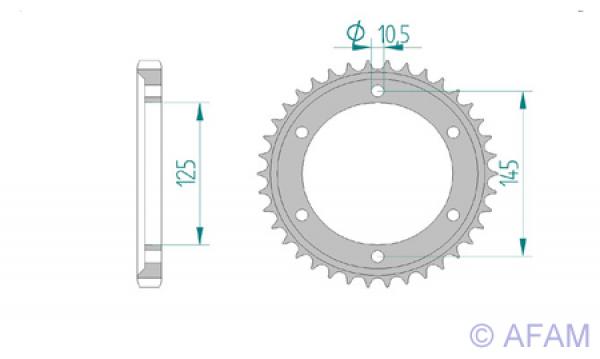 Kettenrad Stahl Teilung 530, Zähne 38