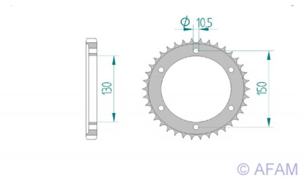 Kettenrad Stahl Teilung 532, Zähne 46