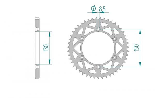 Kettenrad Alu Teilung 520, Zähne 52