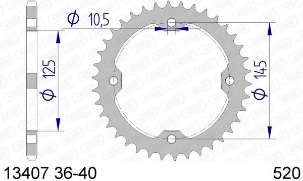 AFAM Kettenrad Alu Teilung 520, Zähne 38