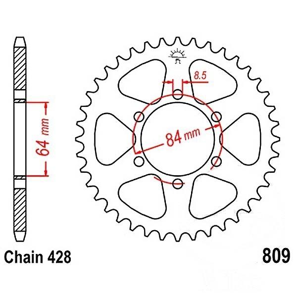 Kettenrad Stahl Teilung 428, Zähne 53