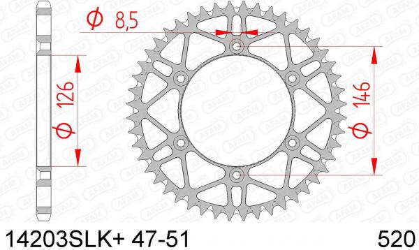 AFAM SLK Kettenrad Stahl Teilung 520, Zähne 50