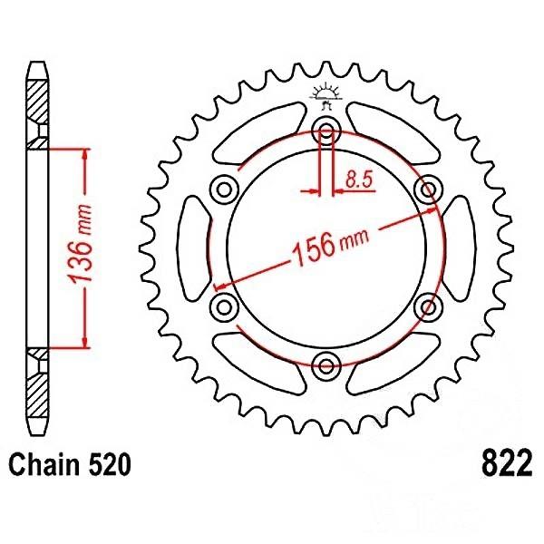 Kettenrad Stahl Teilung 520, Zähne 48