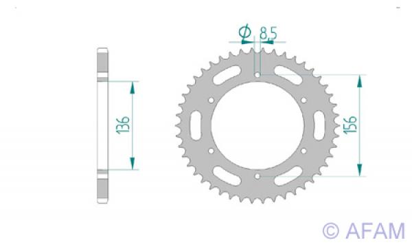 Kettenrad Stahl Teilung 520, Zähne 46