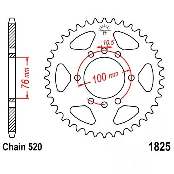 Kettenrad Stahl Teilung 520, 40 Zähne