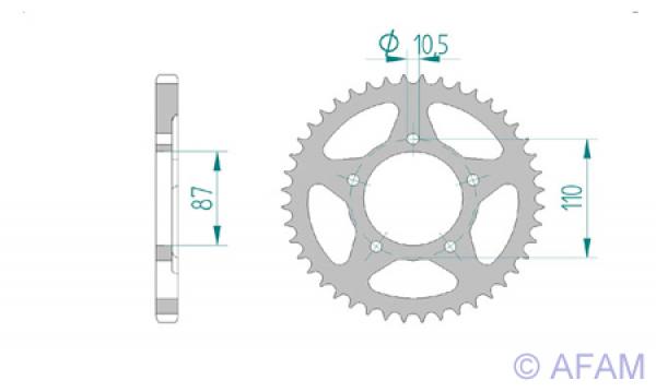 Kettenrad Stahl Teilung 525, Zähne 44