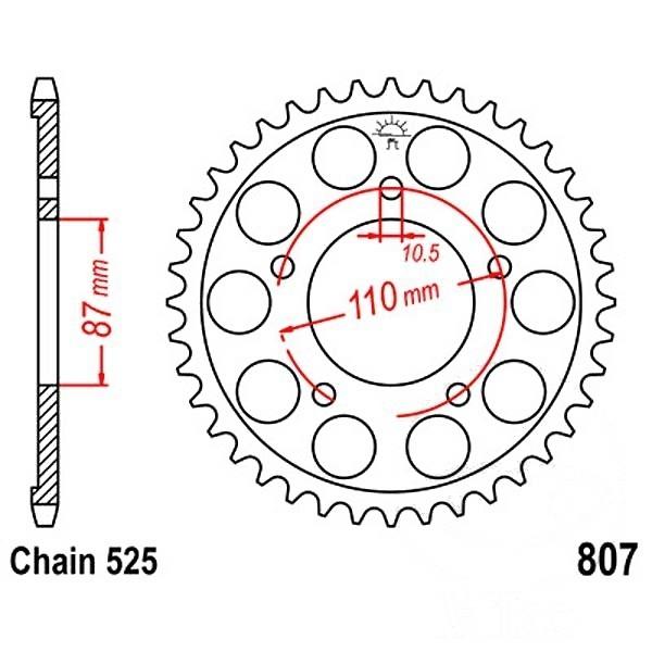 Kettenrad Stahl Teilung 525, Zähne 45