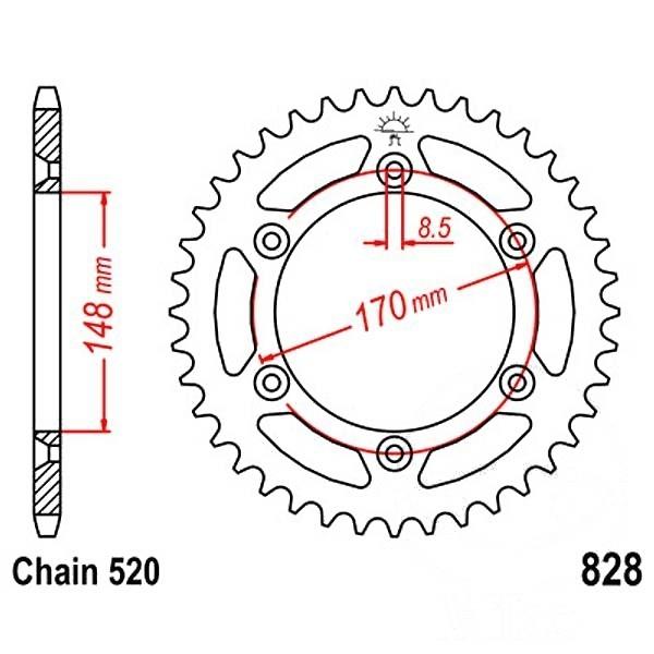 Kettenrad Stahl Teilung 520, Zähne 42