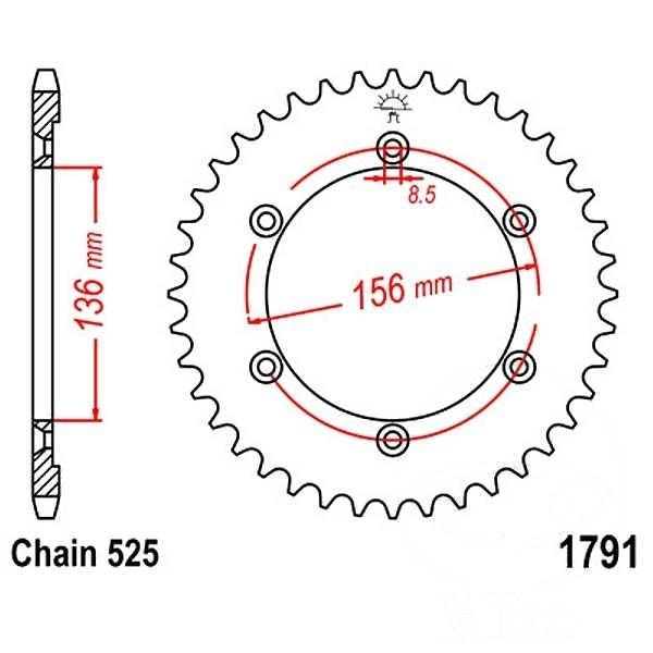 Kettenrad Stahl Teilung 525, Zähne 41