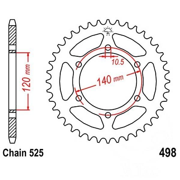 Kettenrad Stahl Teilung 525, Zähne 44