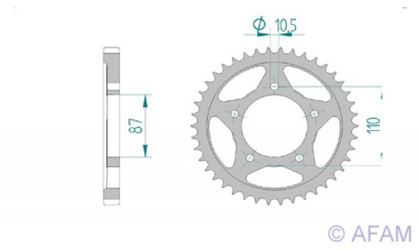 Kettenrad Stahl Teilung 530, Zähne 44