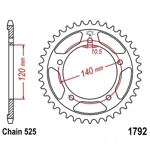 Kettenrad Stahl Teilung 525, Zähne 45