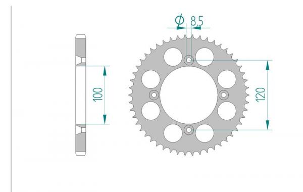 Kettenrad Alu Teilung 428, Zähne 50