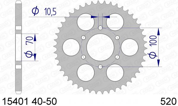 AFAM Kettenrad Alu Teilung 520, Zähne 44