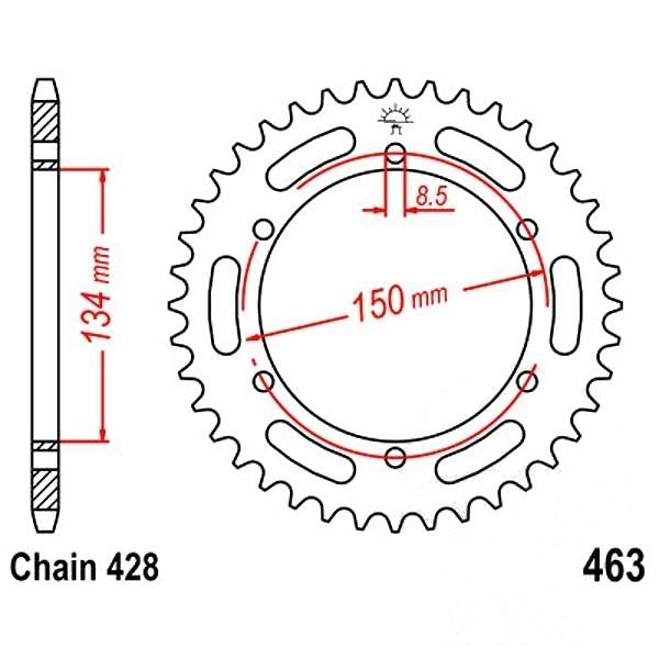 Kettenrad Stahl Teilung 428, Zähne 48