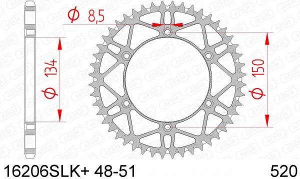 AFAM SLK Kettenrad Stahl Teilung 520, Zähne 50
