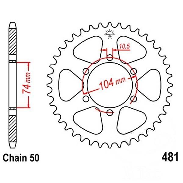 Kettenrad Stahl Teilung 530, Zähne 42