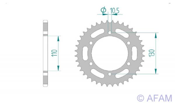 Kettenrad Stahl Teilung 520, Zähne 42