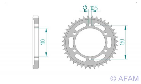 Kettenrad Stahl Teilung 530, Zähne 45