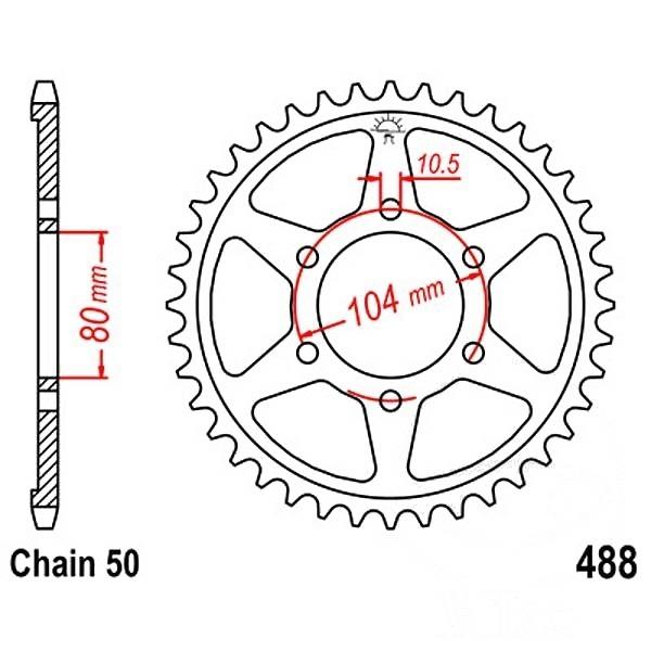 Kettenrad Stahl Teilung 530, Zähne 42