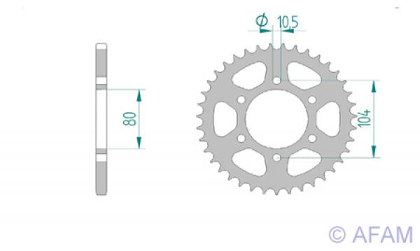 Kettenrad Stahl Teilung 520, Zähne 45