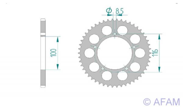 Kettenrad Alu Teilung 420, Zähne 44