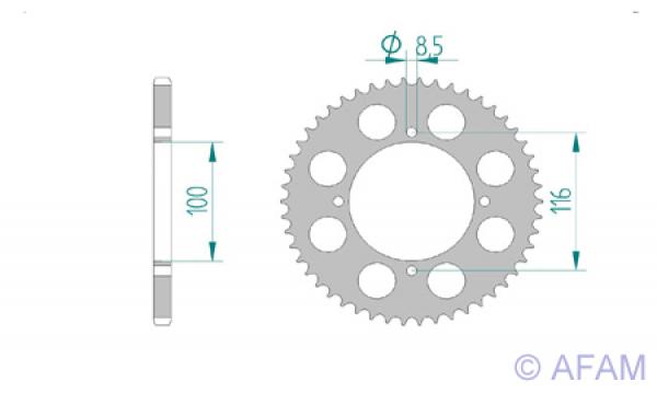 Kettenrad Alu Teilung 420, Zähne 51