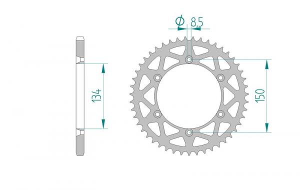 AFAM Schlamm Kettenrad Alu Teilung 520, Zähne 52