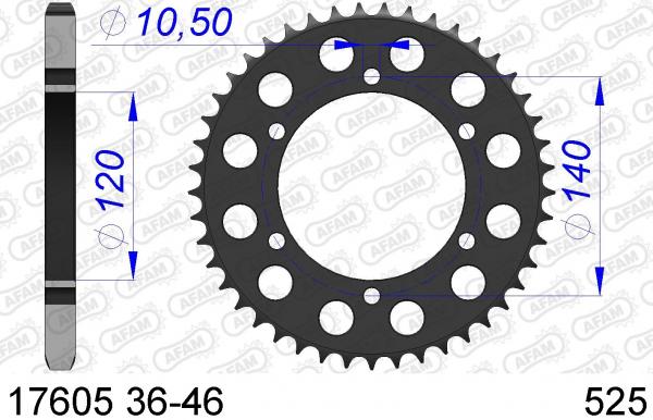 AFAM Kettenrad Alu Teilung 525 ZX6R, Zähne 42