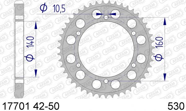 AFAM Kettenrad Alu Teilung 530, Zähne 44