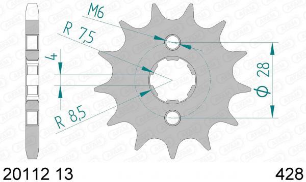 Antriebsritzel, Ritzel Teilung 428, 13 Zähne
