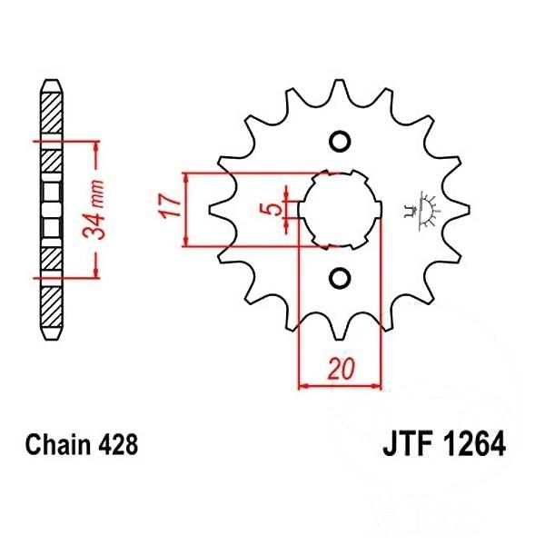 Antriebsritzel, Ritzel Teilung 428, 15 Zähne