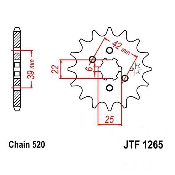 Ritzel Teilung 520, Zähne 16
