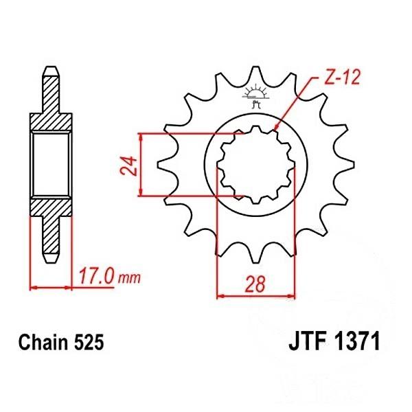 Antriebsritzel, Ritzel Teilung 525, 14 Zähne