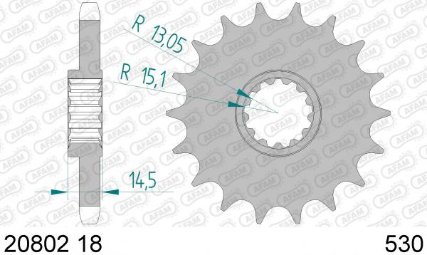 Antriebsritzel, Ritzel Teilung 530, 18 Zähne