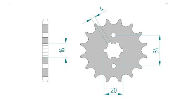 Antriebsritzel, Ritzel Teilung 428, 17 Zähne