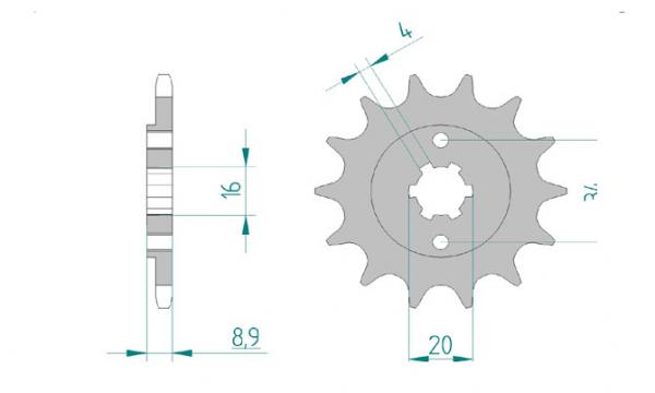 Antriebsritzel, Ritzel Teilung 520, 12 Zähne