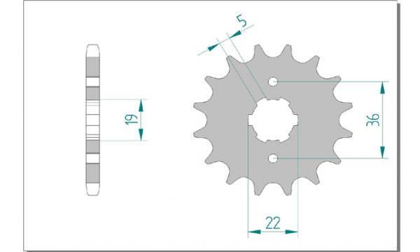 Antriebsritzel, Ritzel Teilung 428, 15 Zähne