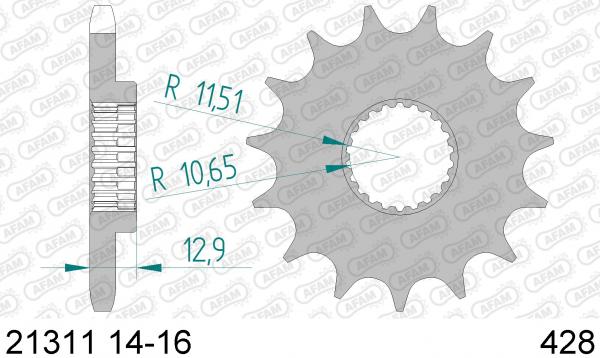 Antriebsritzel, Ritzel Teilung 428, 14 Zähne