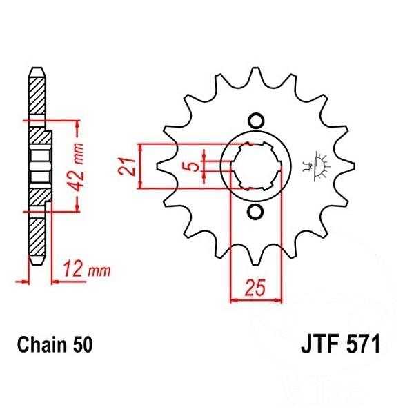 Antriebsritzel, Ritzel Teilung 530, 16 Zähne