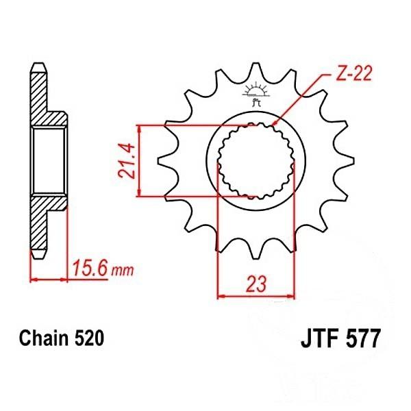 Antriebsritzel, Ritzel Teilung 520, 14 Zähne