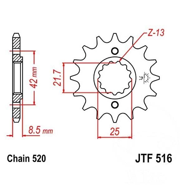 Antriebsritzel, Ritzel Teilung 520, 15 Zähne