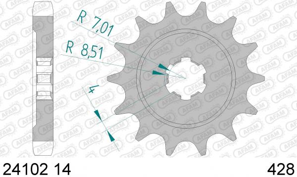 Antriebsritzel, Ritzel Teilung 428, 14 Zähne