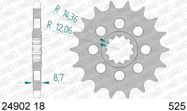 Antriebsritzel, Ritzel Teilung 525, 18 Zähne