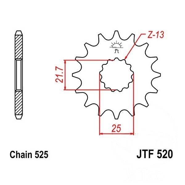 Antriebsritzel, Ritzel Teilung 525, 16 Zähne