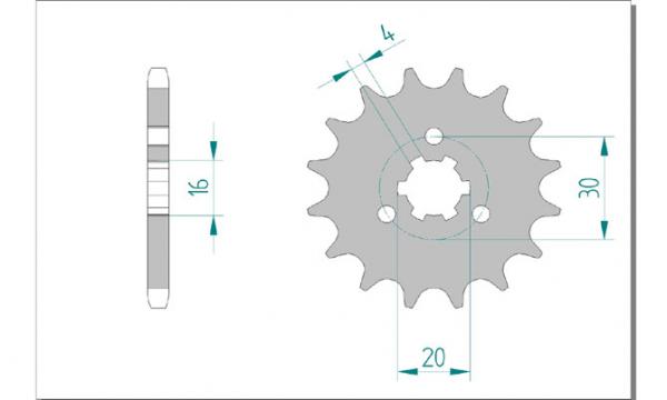 Antriebsritzel, Ritzel Teilung 428, 15 Zähne