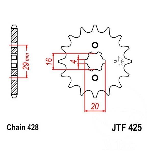 Antriebsritzel, Ritzel Teilung 428, 14 Zähne